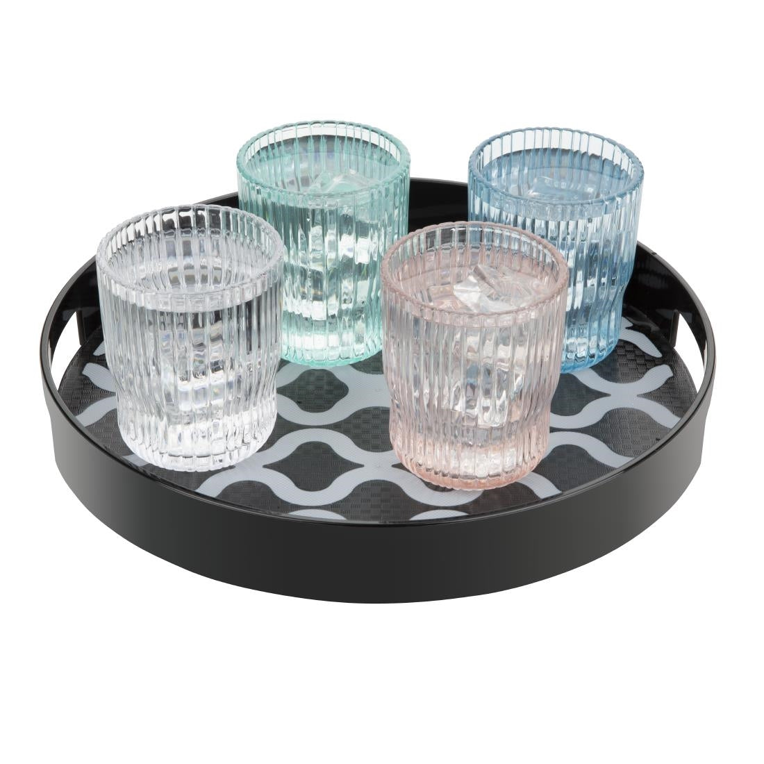 Olympia Kristallon PC Round Non Slip Tray with Handles 300mm - DP664