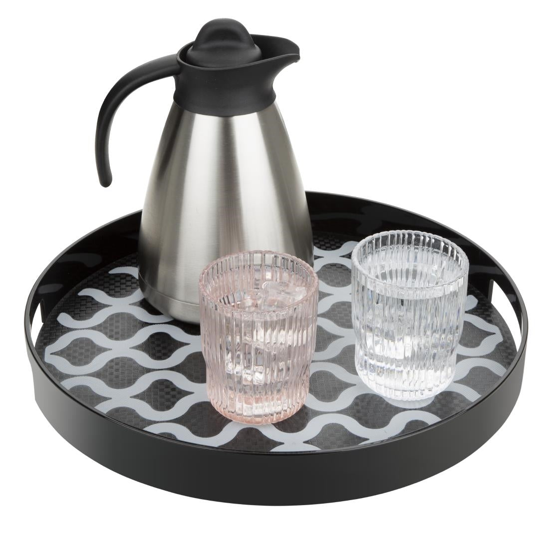 Olympia Kristallon PC Round Non Slip Tray With Handles 355mm - DP665