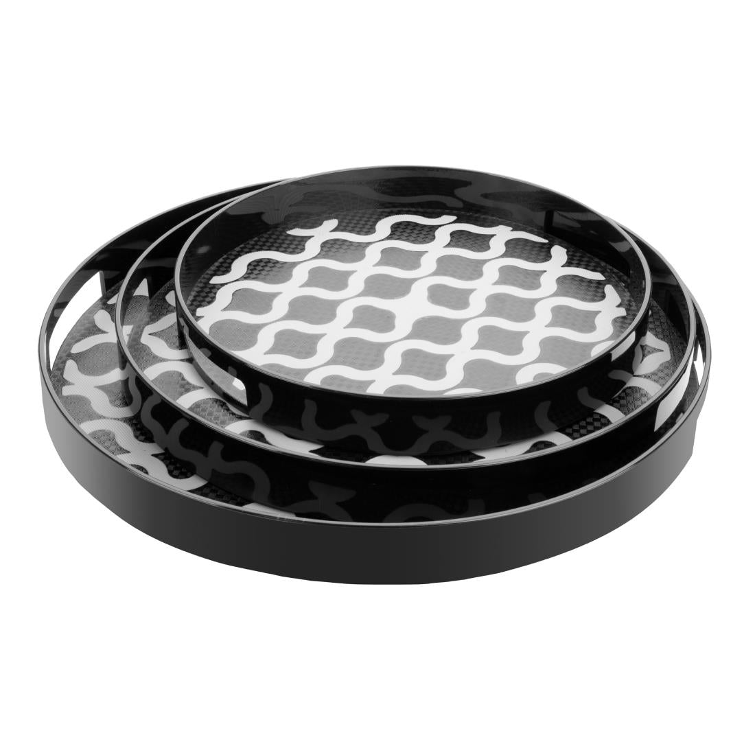 Olympia Kristallon PC Round Non Slip Tray With Handles 405mm - DP666