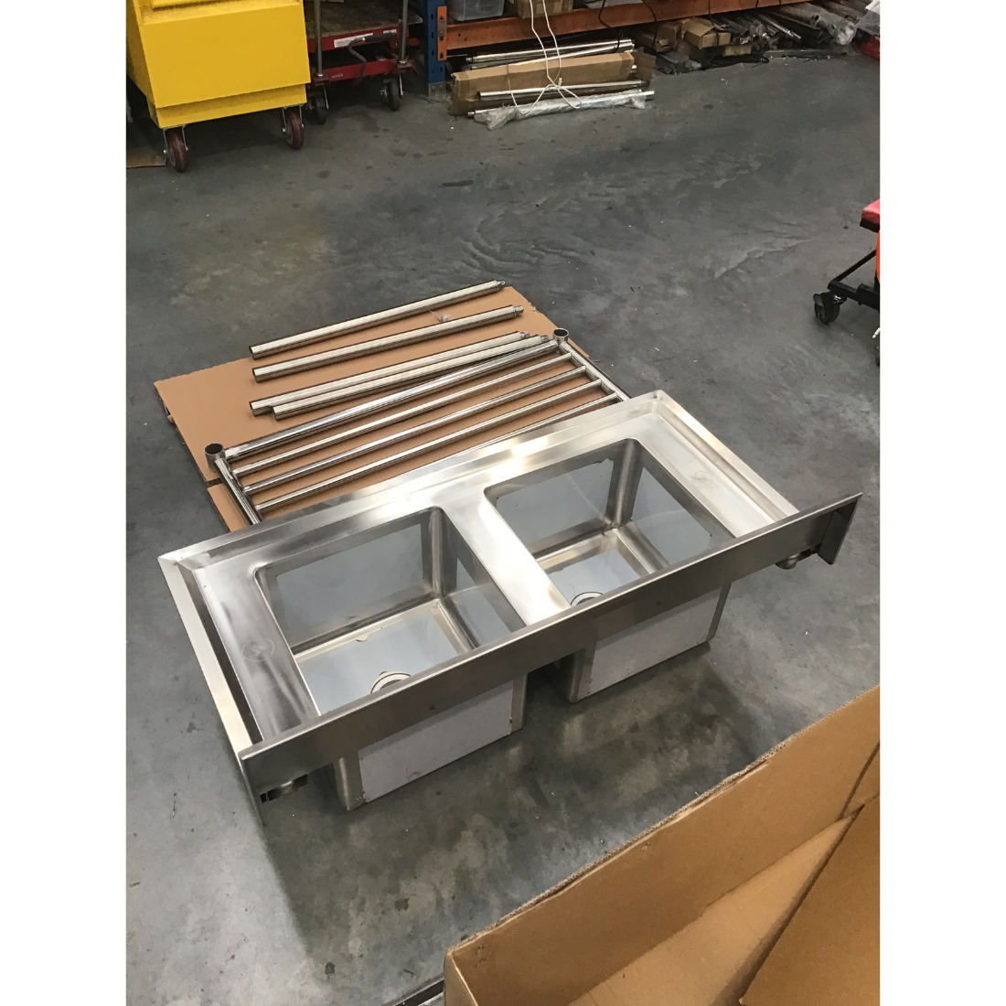 CLEARANCE - Modular System Double Centre Sink Bench with Pot Undershelf - DSB6-1200C/A-NSW2168