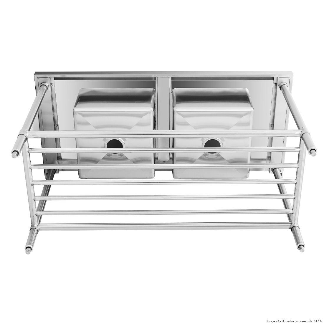 Modular Systems Double Centre Sink Bench With Pot Undershelf DSB7-1500C/A
