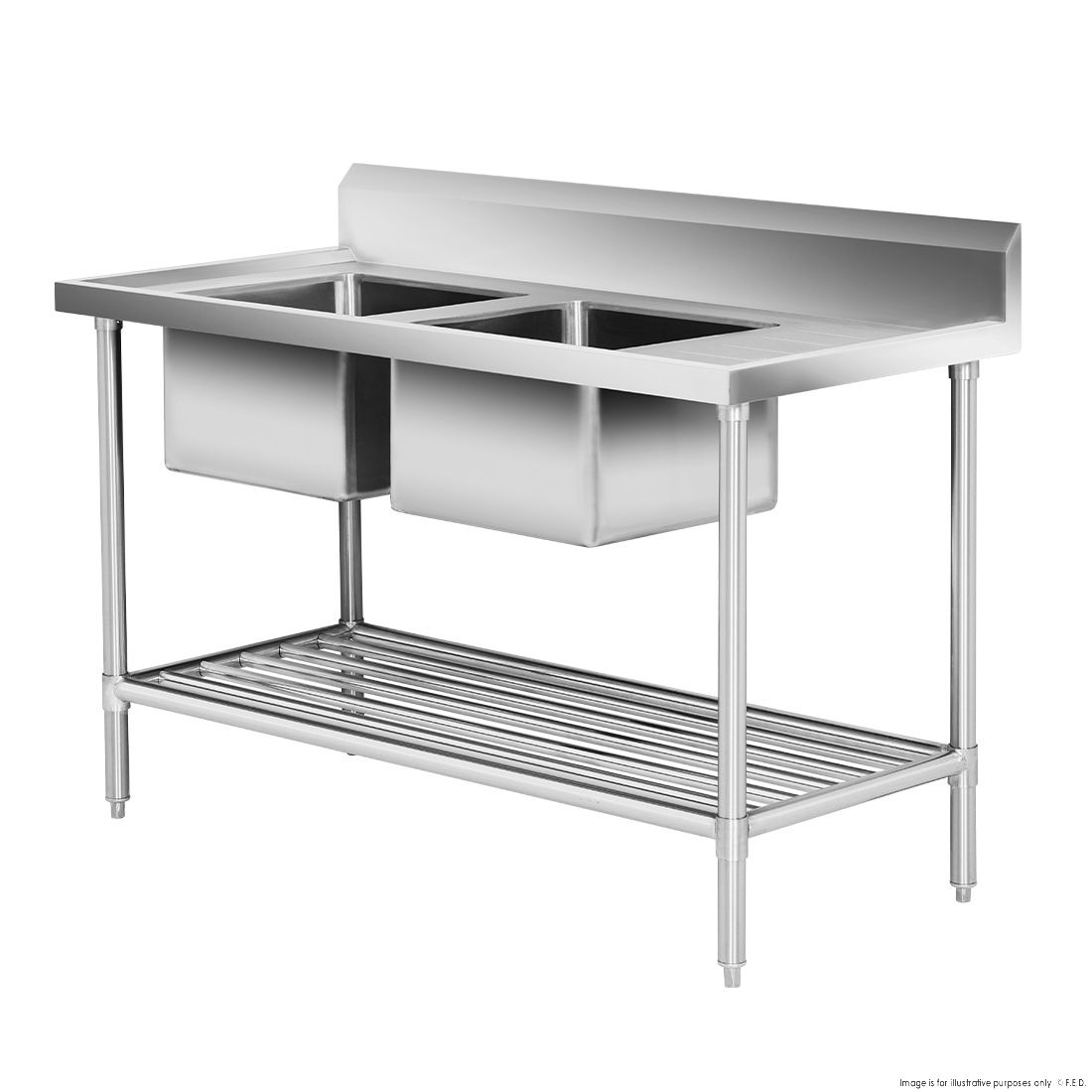 Modular Systems Double Left Sink Bench With Pot Undershelf DSB7-1500L/A