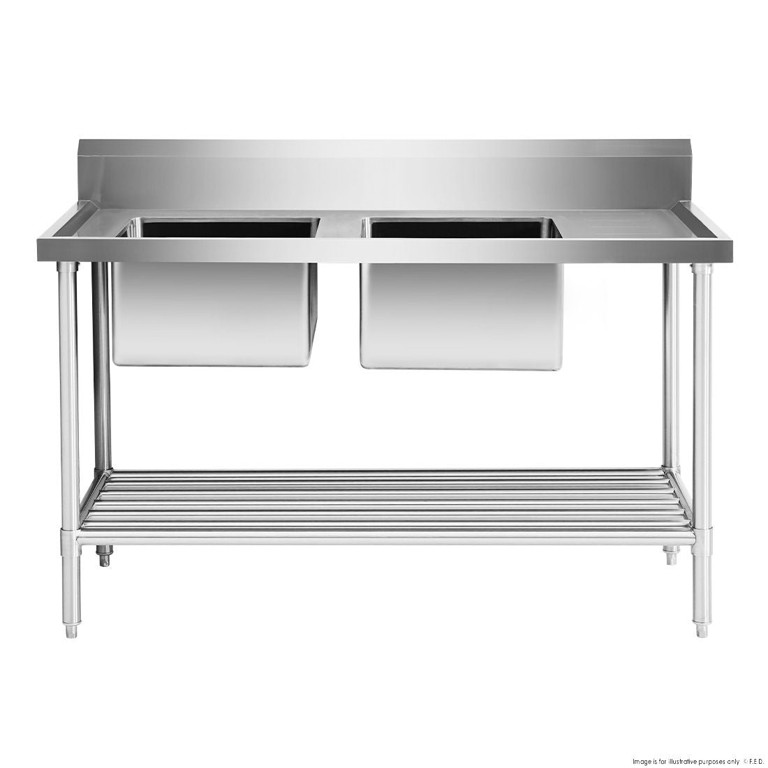 Modular Systems Double Left Sink Bench With Pot Undershelf DSB7-1500L/A