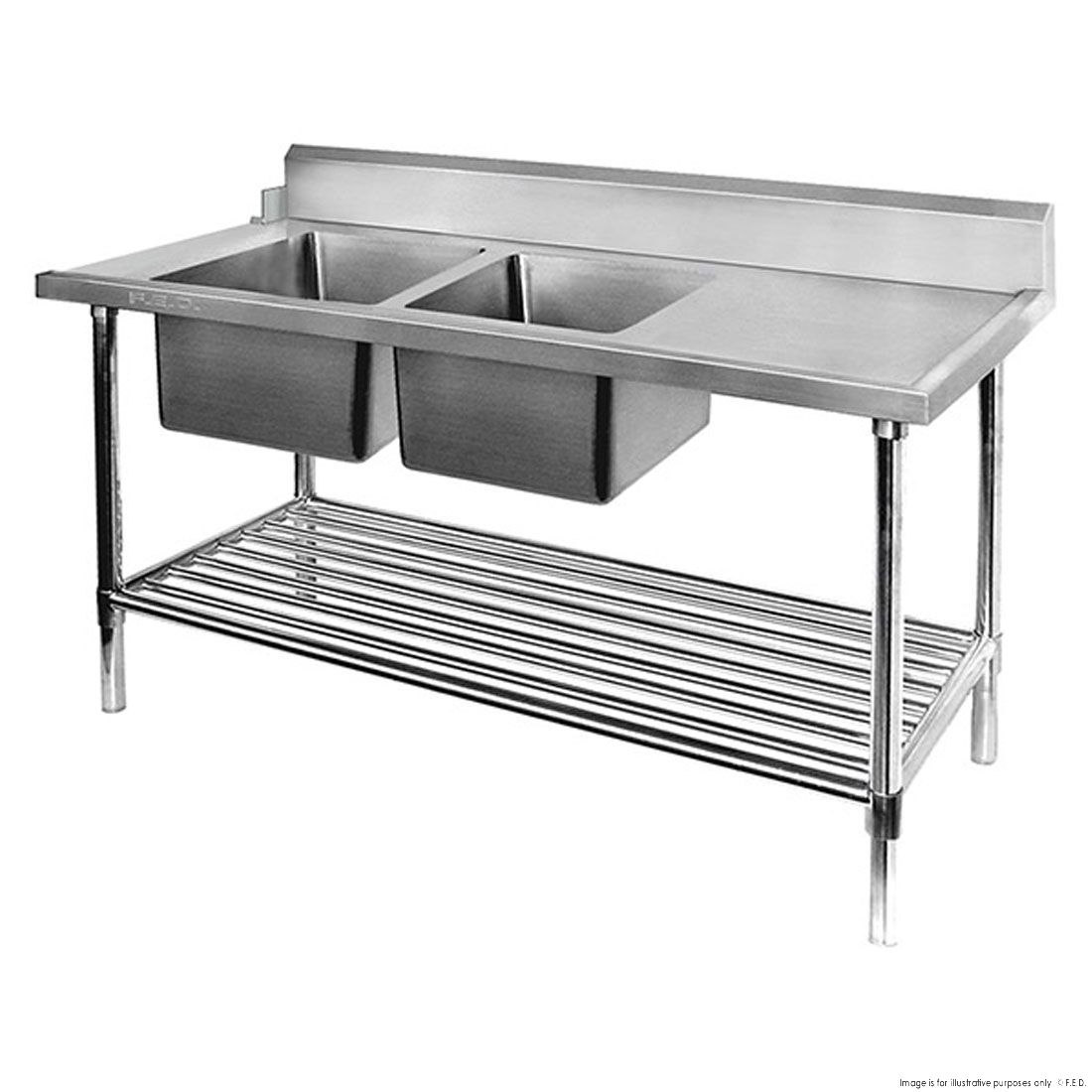 Modular Systems Left Inlet Double Sink Dishwasher Bench - DSBD7-1500L/A