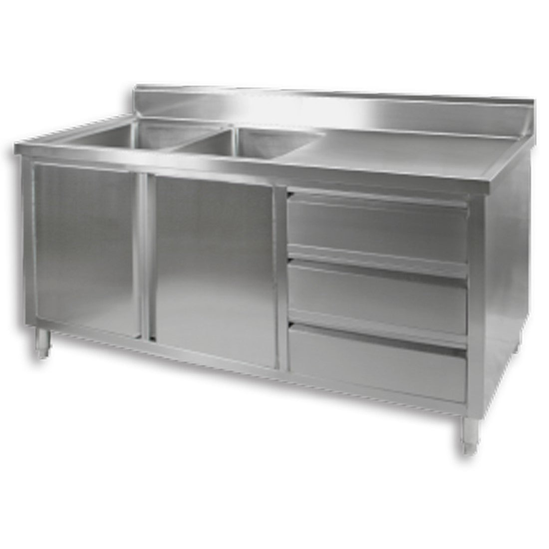 Modular Systems Kitchen Tidy Cabinet with Double Sink - 1800-2400mm Width - Left/Right Sink Position