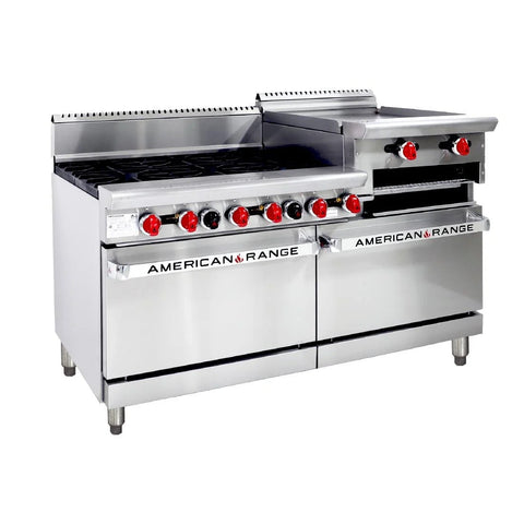 Stoddart American Range 2x Gas Oven with 6 Gas Burners & 609mm Raised Griddle Plate AAR.6B.24RG