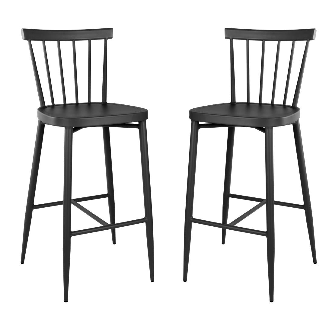 Bolero Windsor Aluminium Black High Stools (2 Pack) - DX688