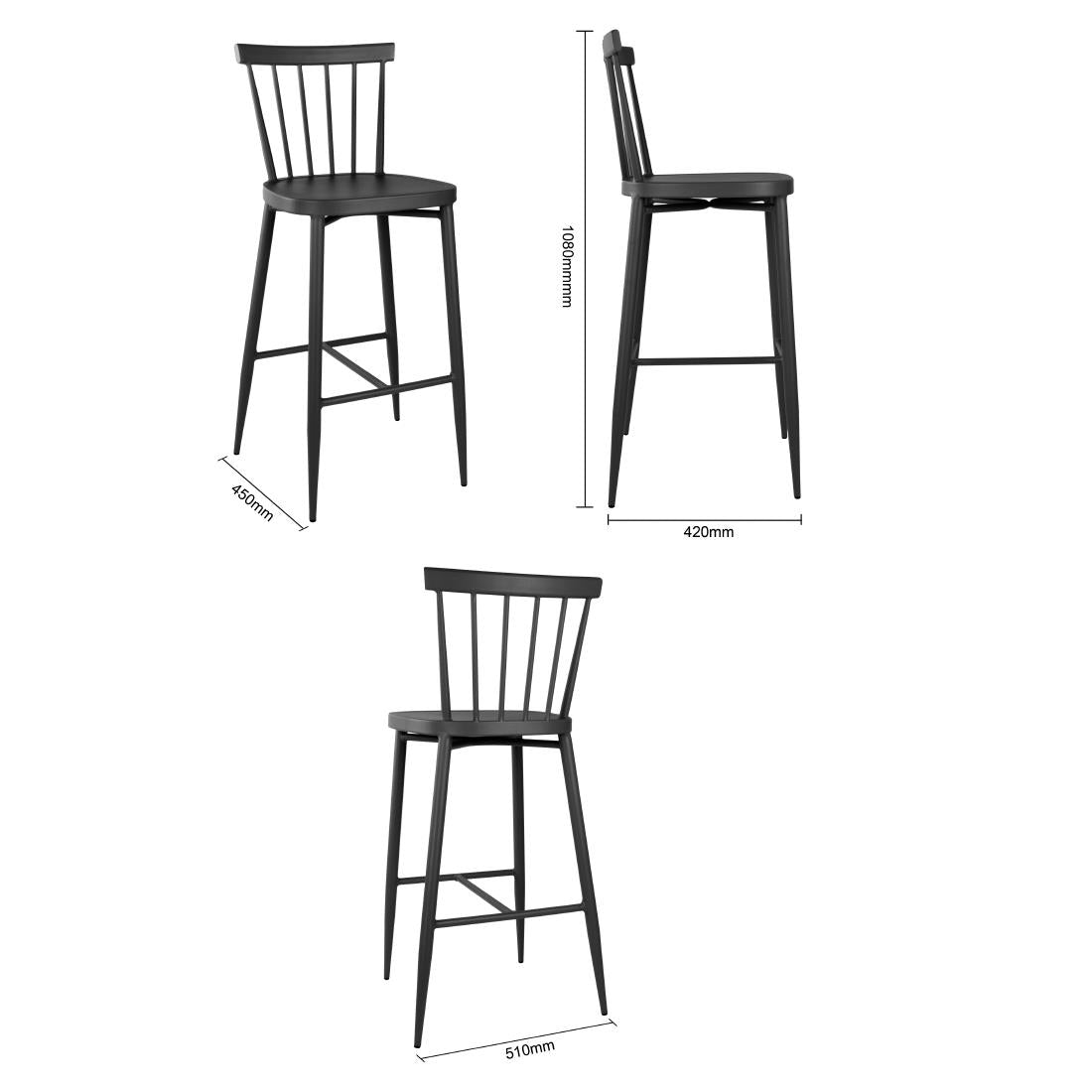 Bolero Windsor Aluminium Black High Stools (2 Pack) - DX688