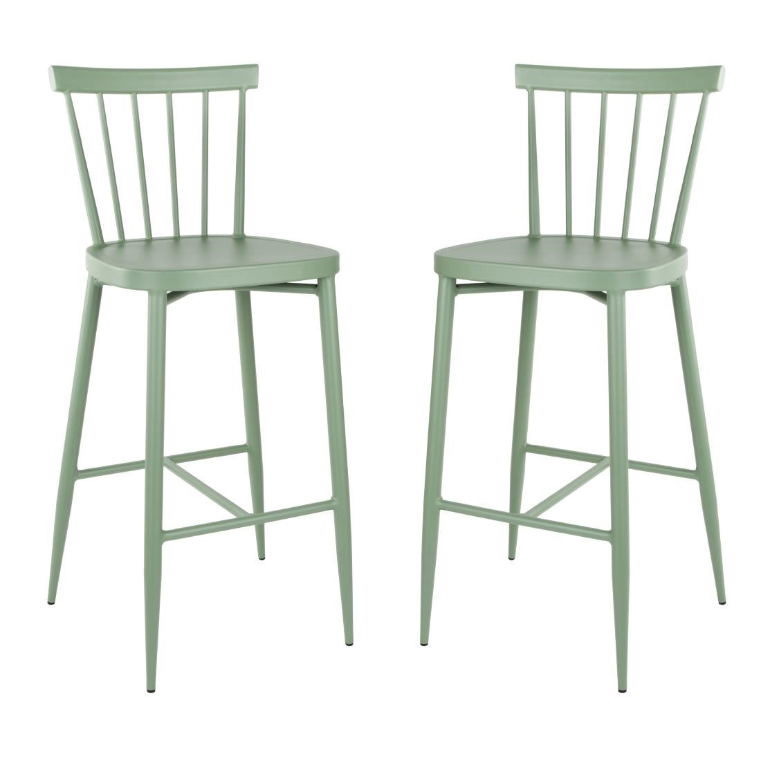 Bolero Windsor Aluminium Green High Stools (2 Pack) - DX689