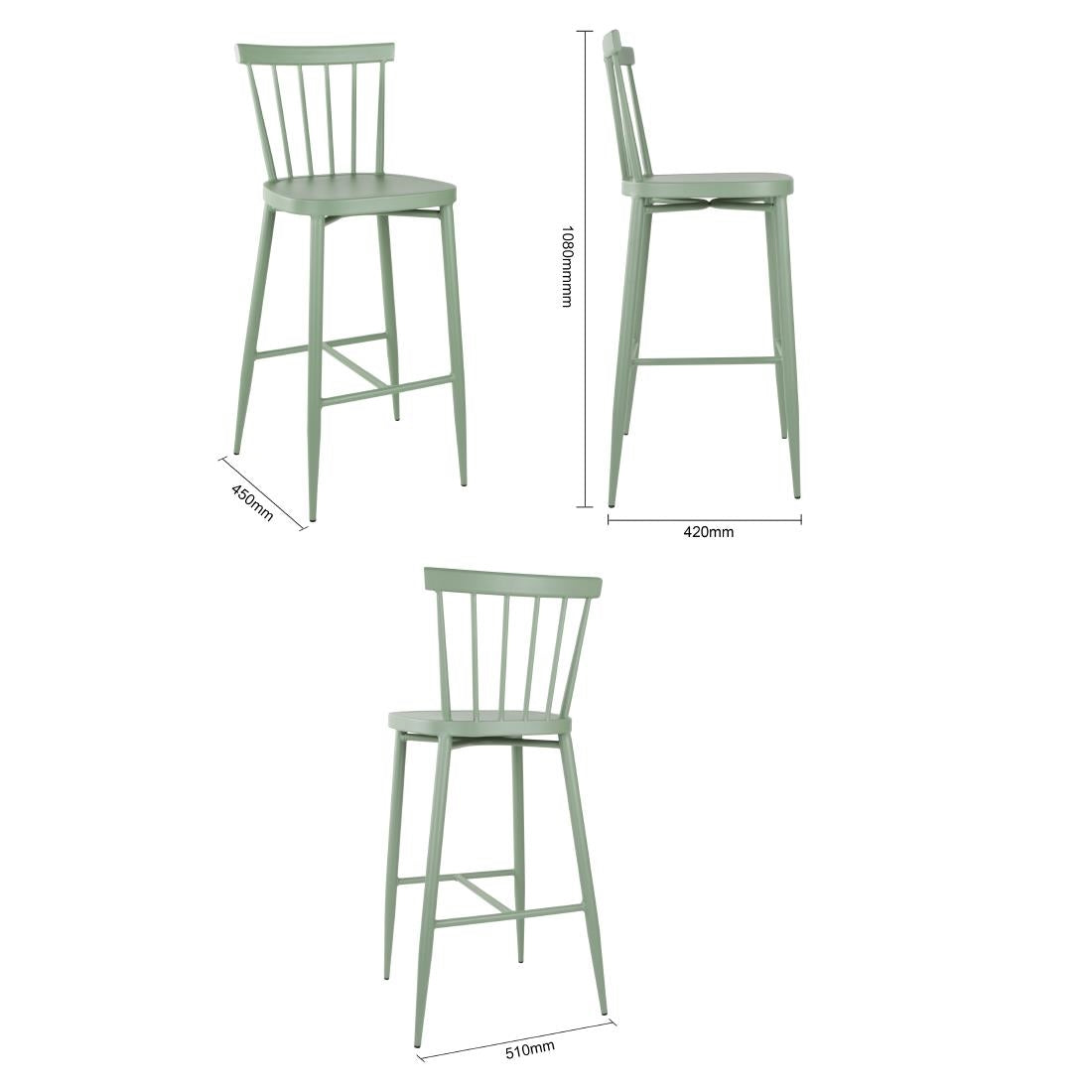 Bolero Windsor Aluminium Green High Stools (2 Pack) - DX689