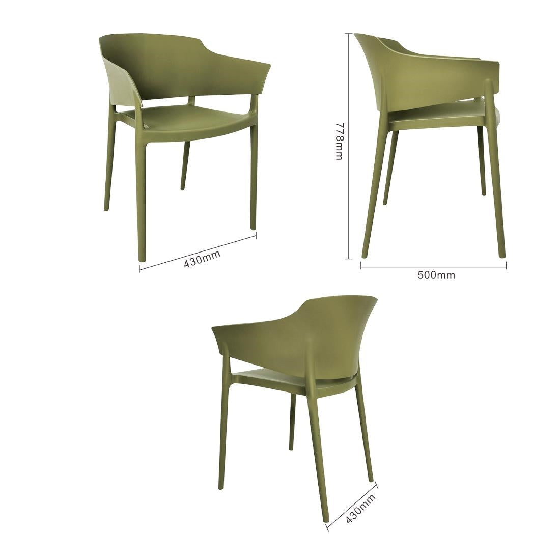 Bolero Lorenzo Cafe Chairs Green Tea (2 Pack) - DX971