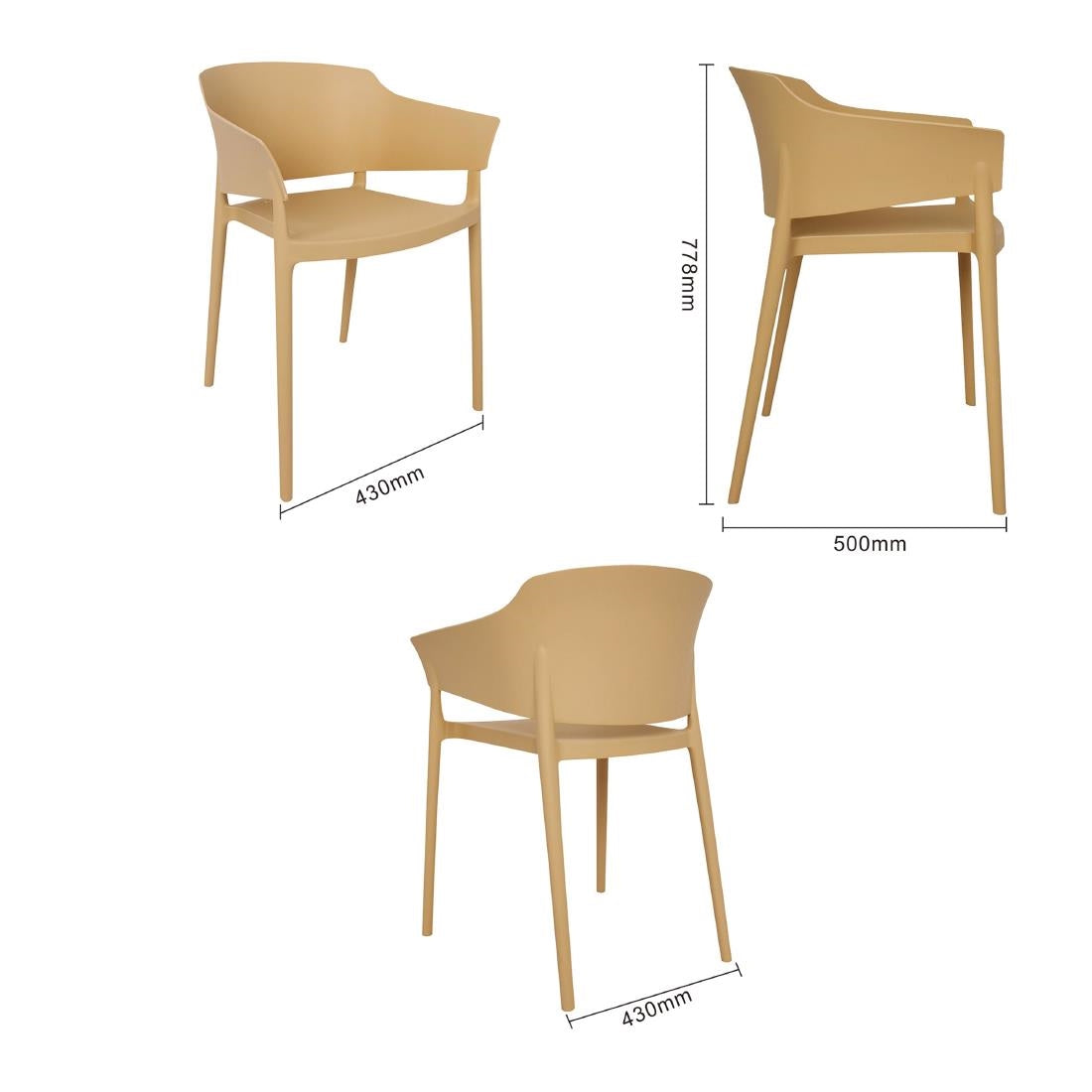 Bolero Lorenzo Cafe Chairs Warm Cream (2 Pack) - DX972