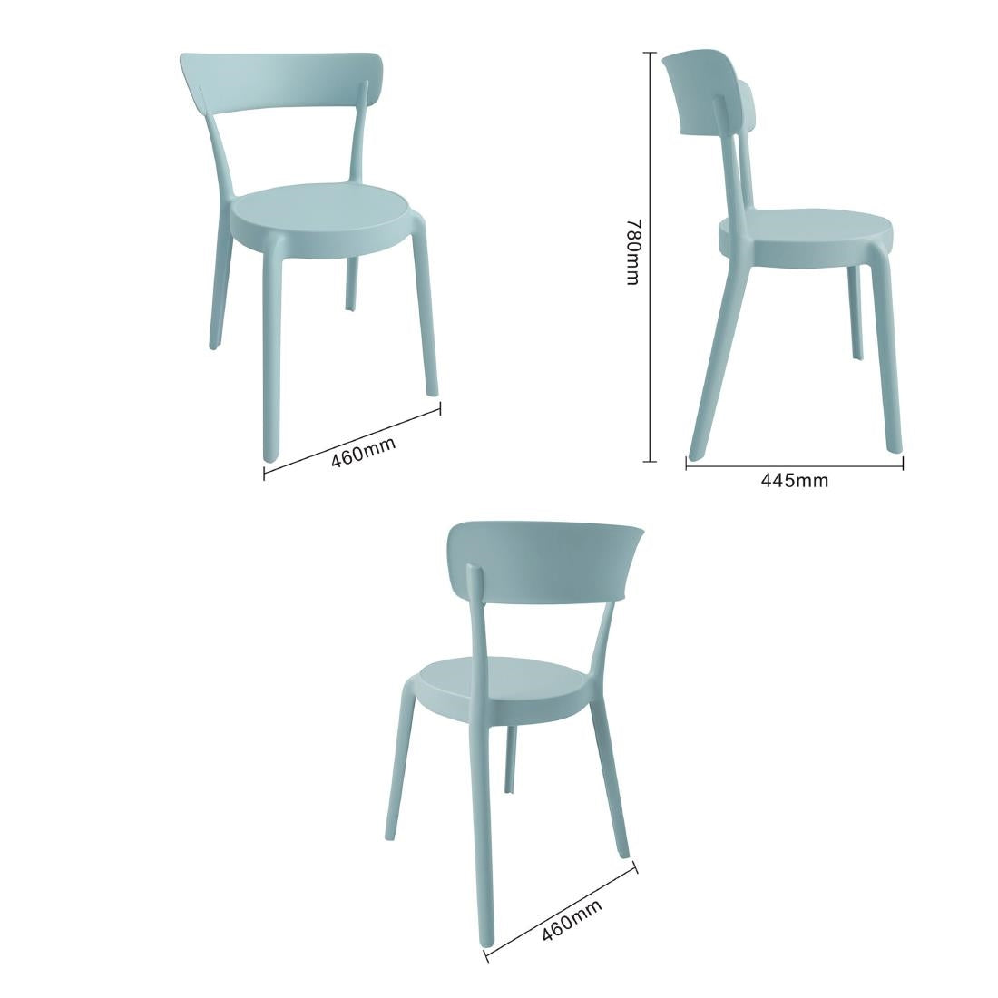 Bolero Mila Café Chairs Icy Blue (2 Pack) - DX973
