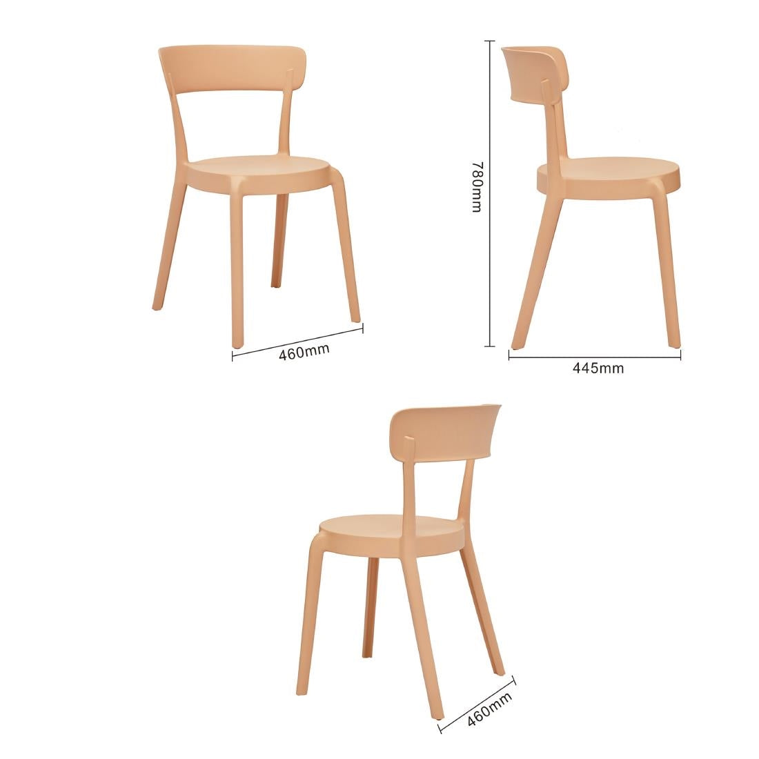 Bolero Mila Café Chairs Light Salmon (2 Pack) - DX975