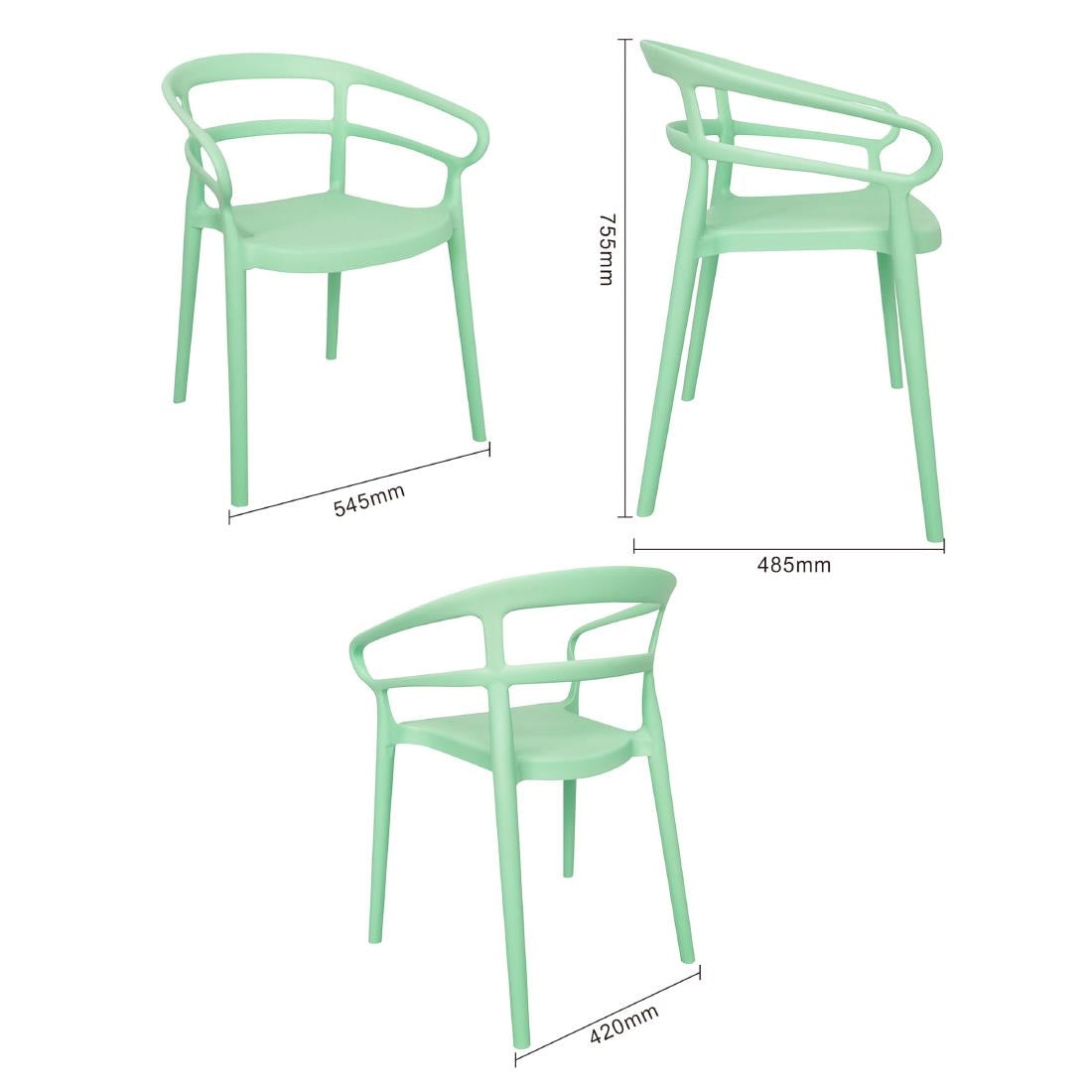 Bolero Mateo Café Chairs Mint Green (2 Pack) - DX981
