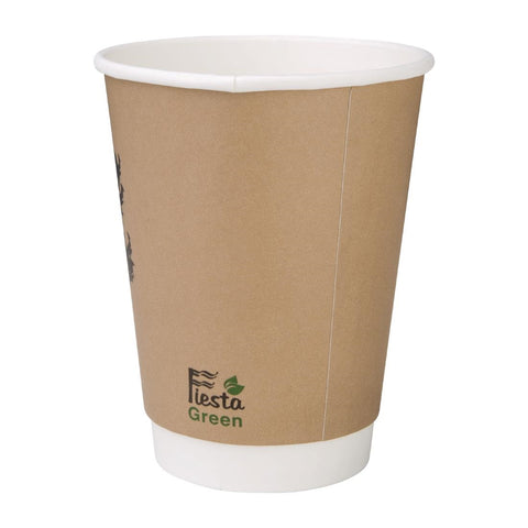 Fiesta Compostable Coffee Cups Double Wall 340ml / 12oz (Pack of 25) - DY986