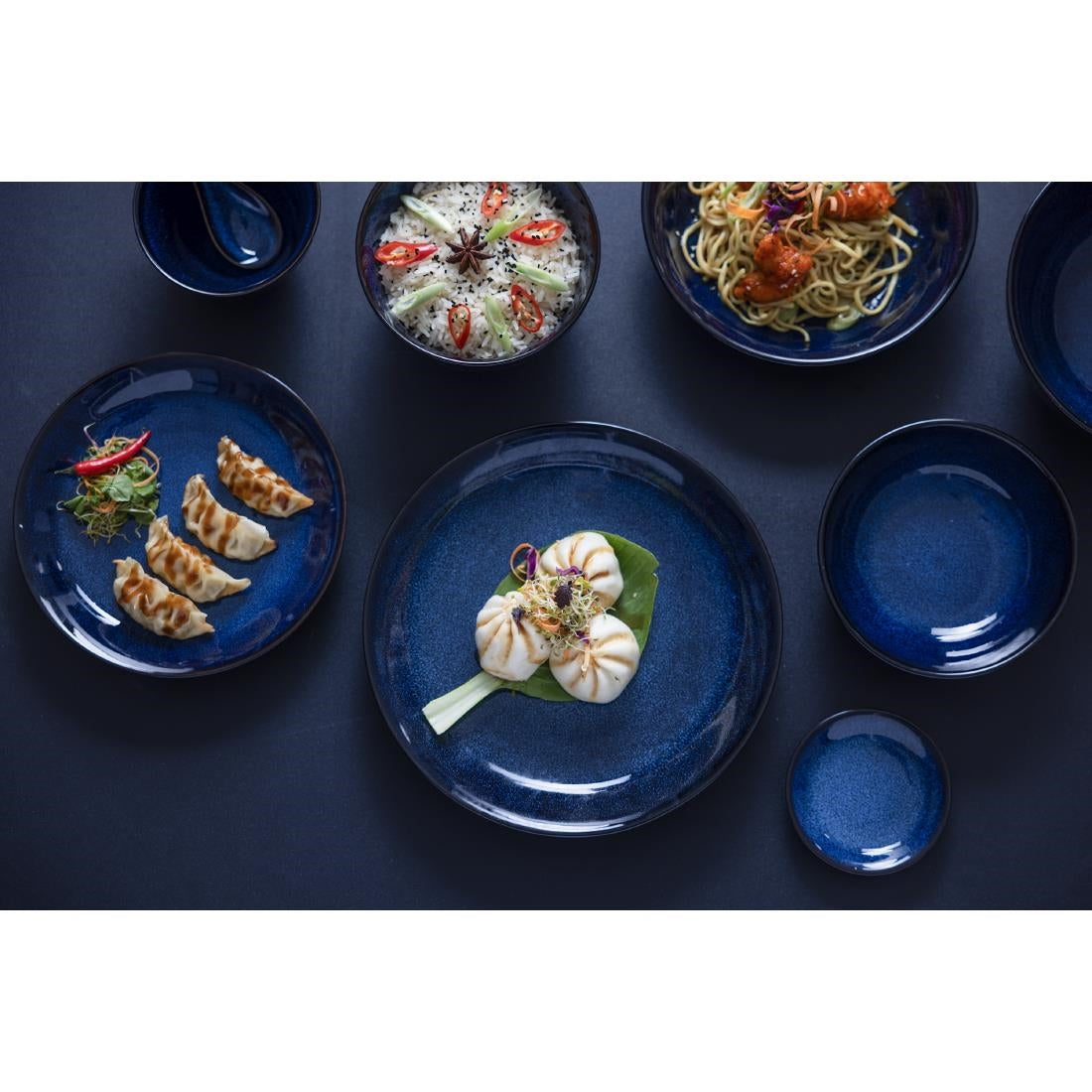 Olympia Luna Midnight Blue Footed Bowls 205mm (4 Pack) - DZ776