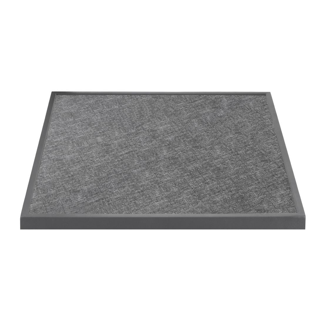 Bolero Black Brushed Mix Outdoor Tempered Glass Table Top Square Grey Trim 700mm - DZ873