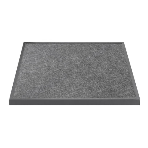Bolero Black Brushed Mix Outdoor Tempered Glass Table Top Square Grey Trim 700mm - DZ873