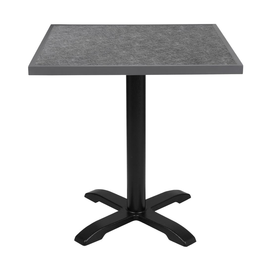 Bolero Black Brushed Mix Outdoor Tempered Glass Table Top Square Grey Trim 700mm - DZ873