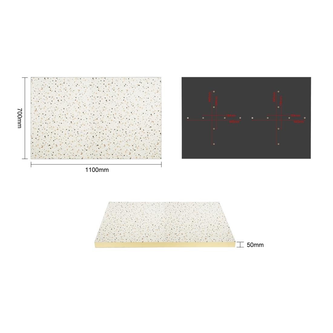 Bolero Terrazzo Style Rectangular Table Top 1100x700mm - DZ874