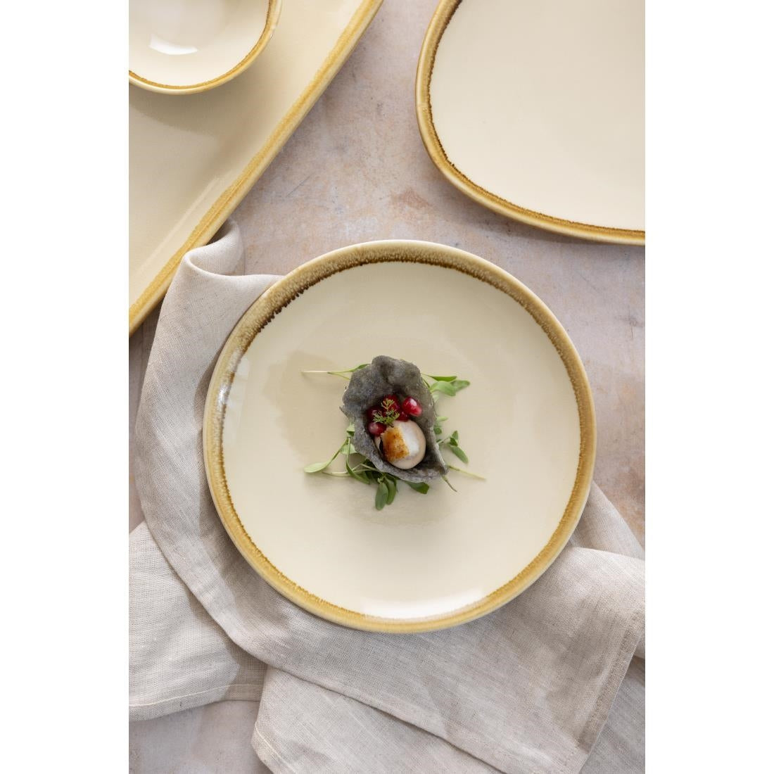 Olympia Kiln Sandstone Round Coupe Plates 180mm (6 Pack) - FA025