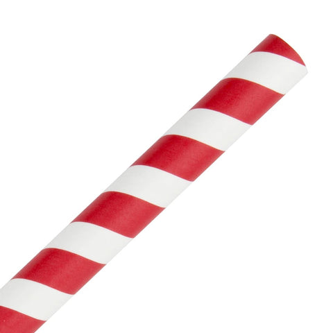 Fiesta Compostable Paper Smoothie Straws Red Stripes (Pack of 250) - FB147