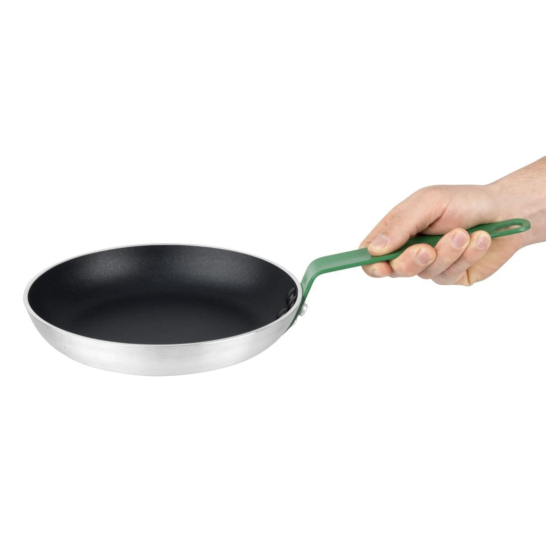 Hygiplas Aluminium Non-stick Teflon Platinum Plus Frying Pan with Green Handle 240mm - HT962