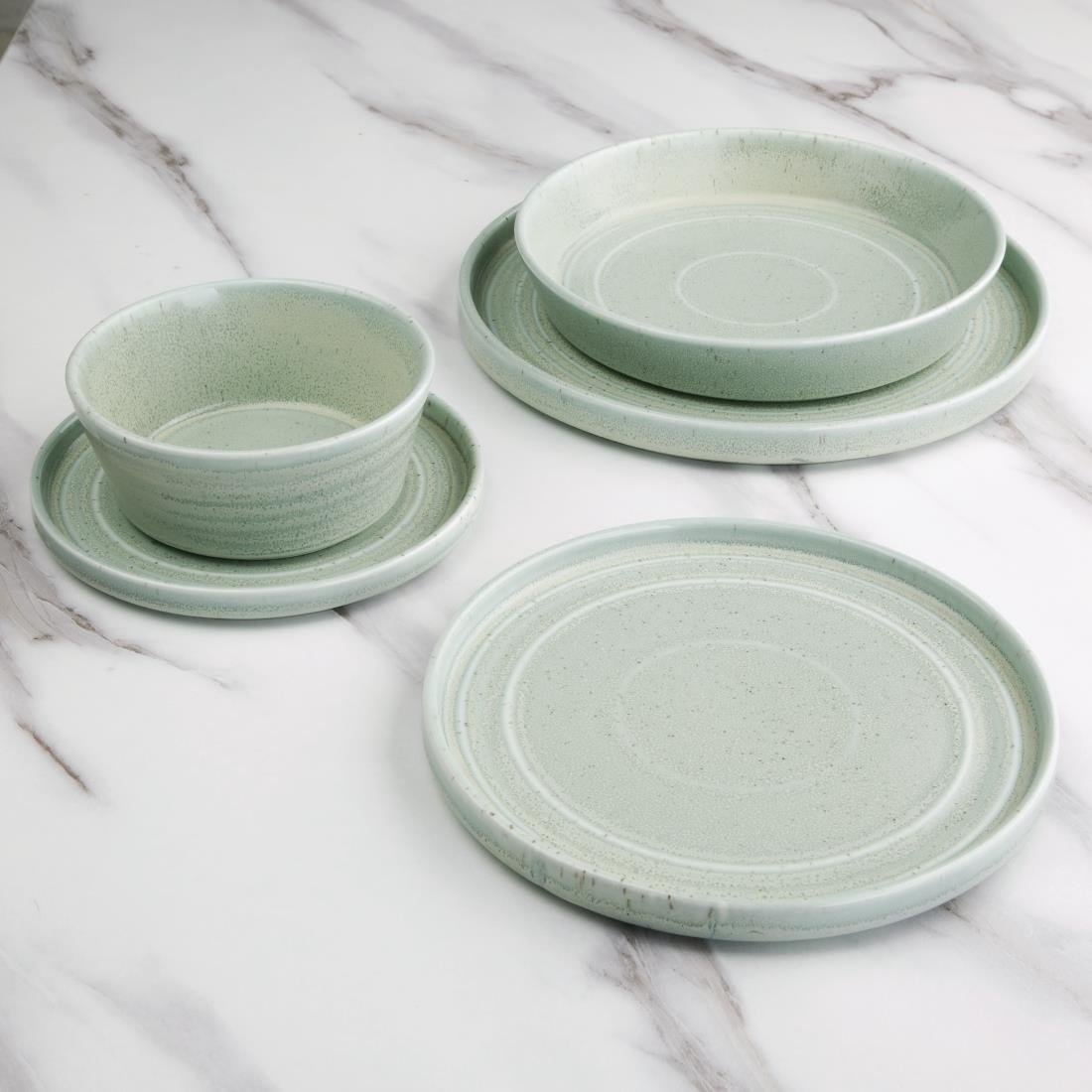 Olympia Cavolo Flat Round Plates Spring Green 220mm (6 Pack) - FB563