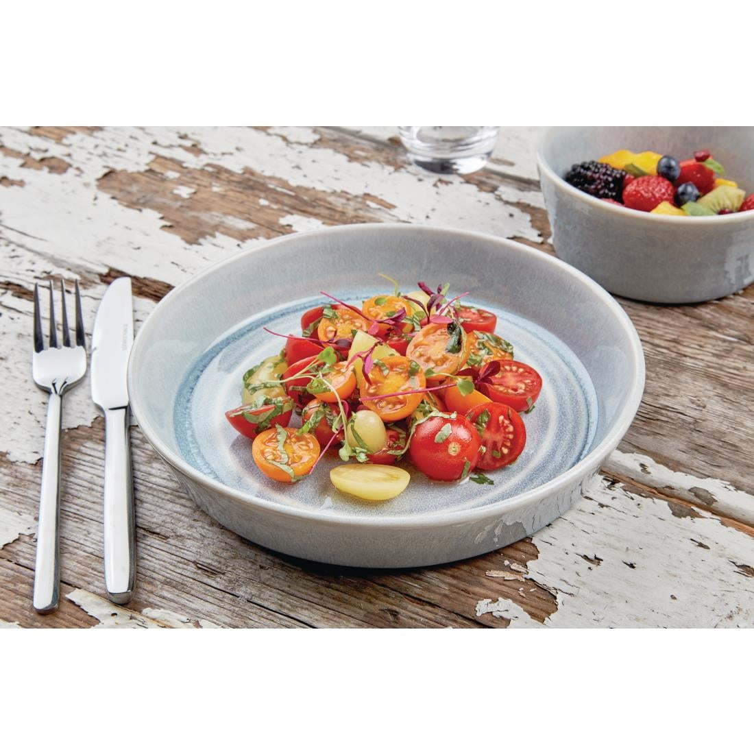 Olympia Cavolo Flat Round Bowls Ice Blue 220mm (4 Pack) - FB566