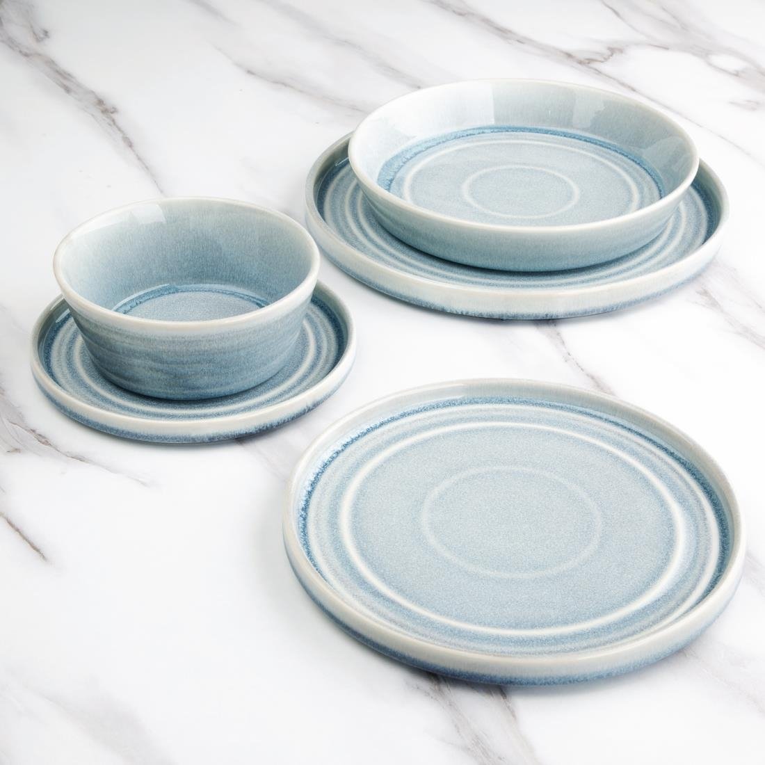 Olympia Cavolo Flat Round Plates Ice Blue 220mm (6 Pack) - FB568