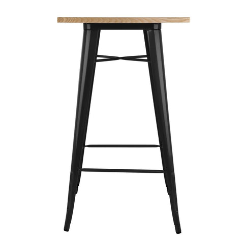 Bolero Bistro Metal Square Bar Table Black with Wooden Top 600mm - FB595