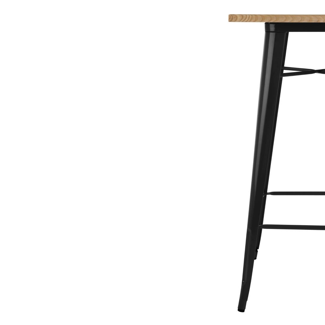 Bolero Bistro Metal Square Bar Table Black with Wooden Top 600mm - FB595