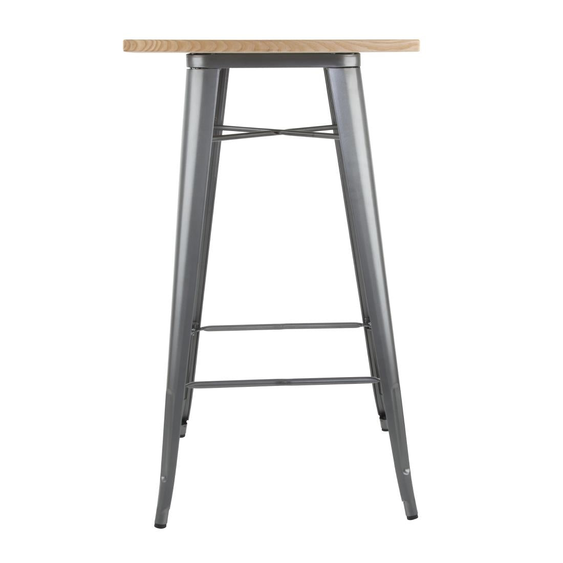 Bolero Bistro Metal Square Bar Table Gun Metal Grey with Wooden Top 600mm - FB596