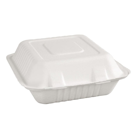 Fiesta Compostable Bagasse Hinged Food Containers 223mm (Pack of 200) - FC525