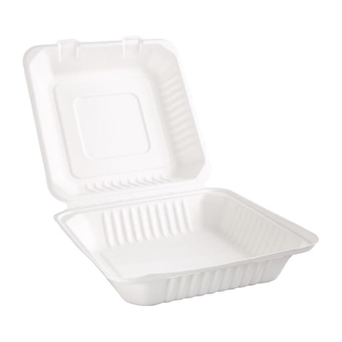 Fiesta Compostable Bagasse Hinged Food Containers 236mm (Pack of 200) - FC527