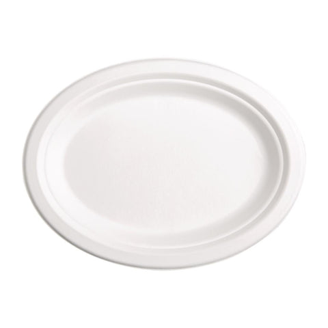 Fiesta Compostable Bagasse Oval Plates 316mm (Pack of 50) - FC535