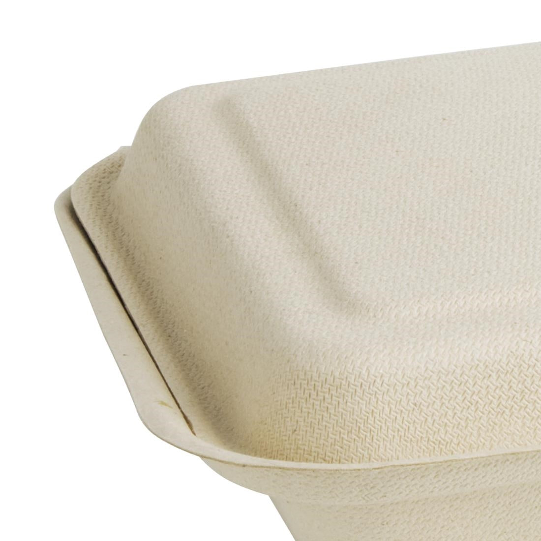Fiesta Compostable Bagasse Two-Compartment Hinged Food Containers Natural Colour 253mm (Pack of 200) - FC541