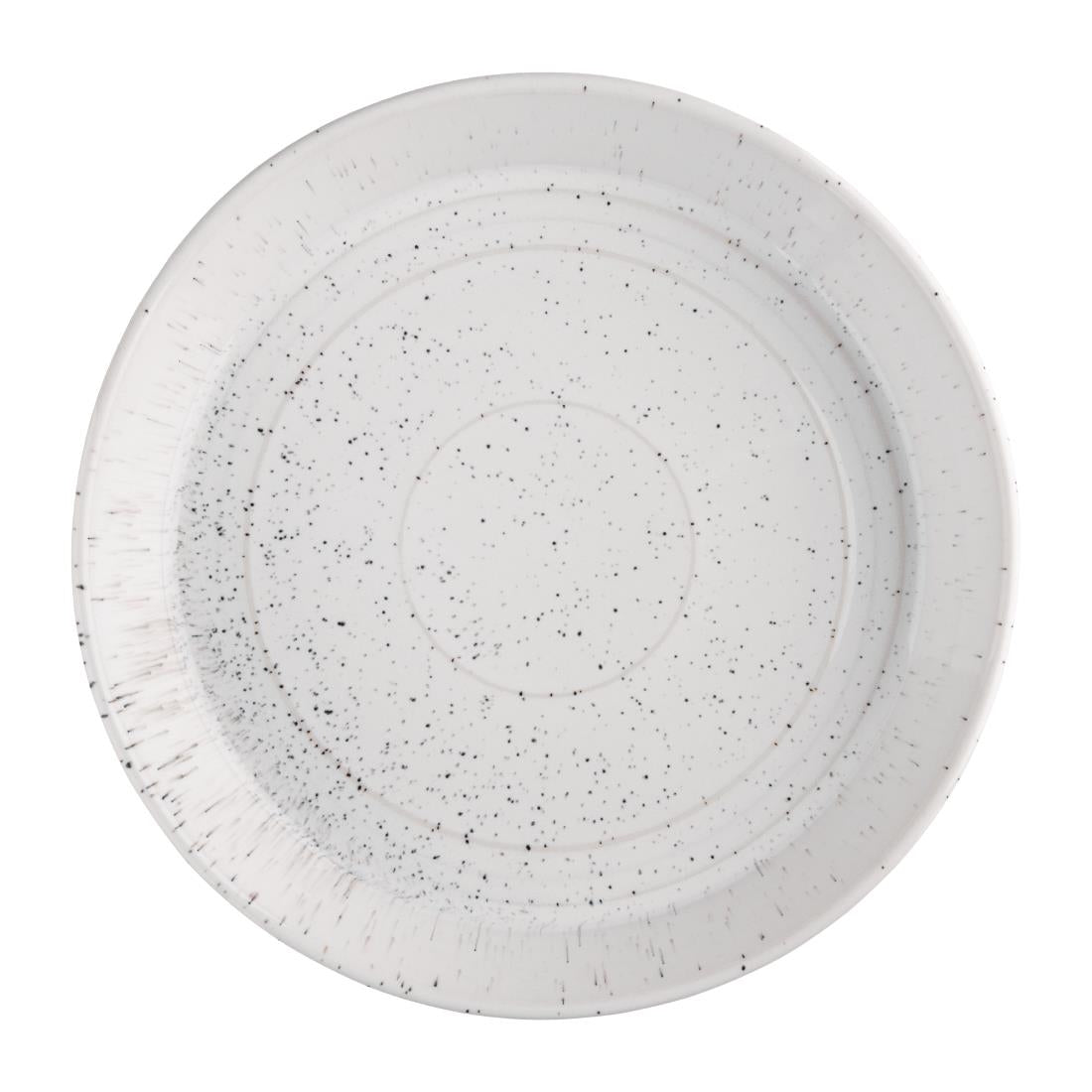 Olympia Cavolo Flat Round Bowls White Speckle 220mm (4 Pack) - FD901
