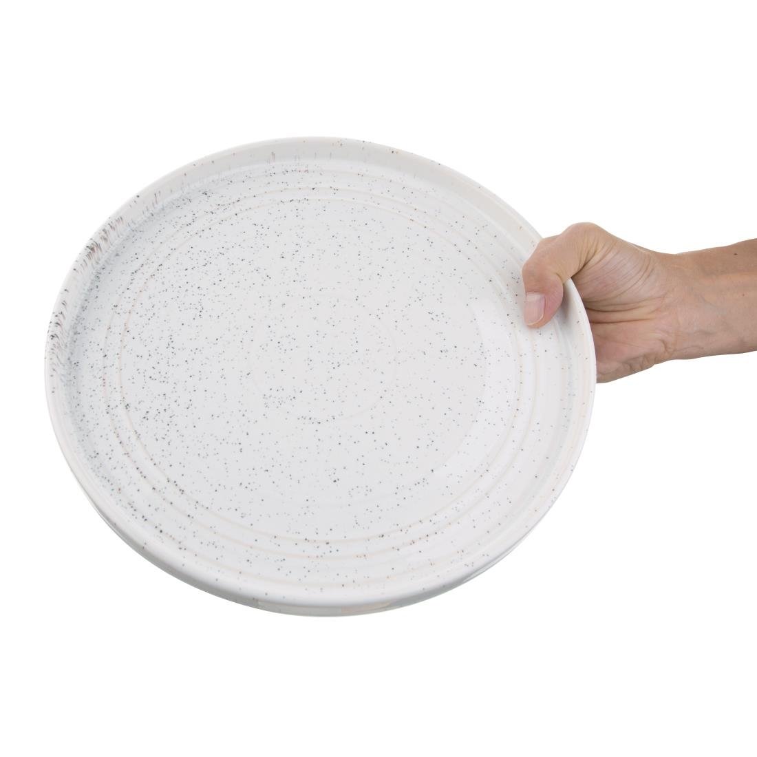 Olympia Cavolo White Speckle Flat Round Plate 270mm (4 Pack) - FD904
