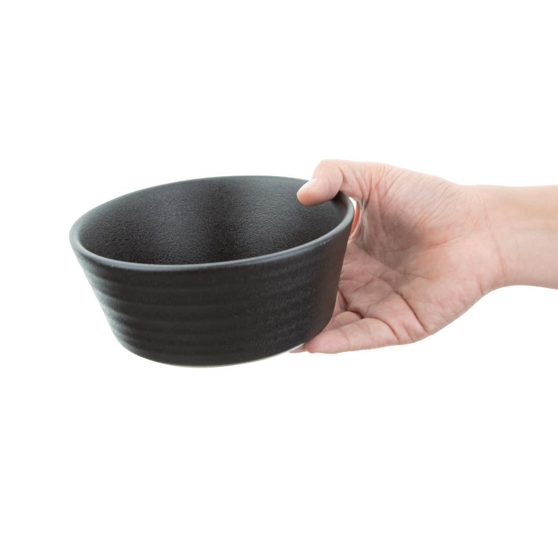 Olympia Cavolo Flat Round Bowls Textured Black 143mm (6 Pack) - FD906