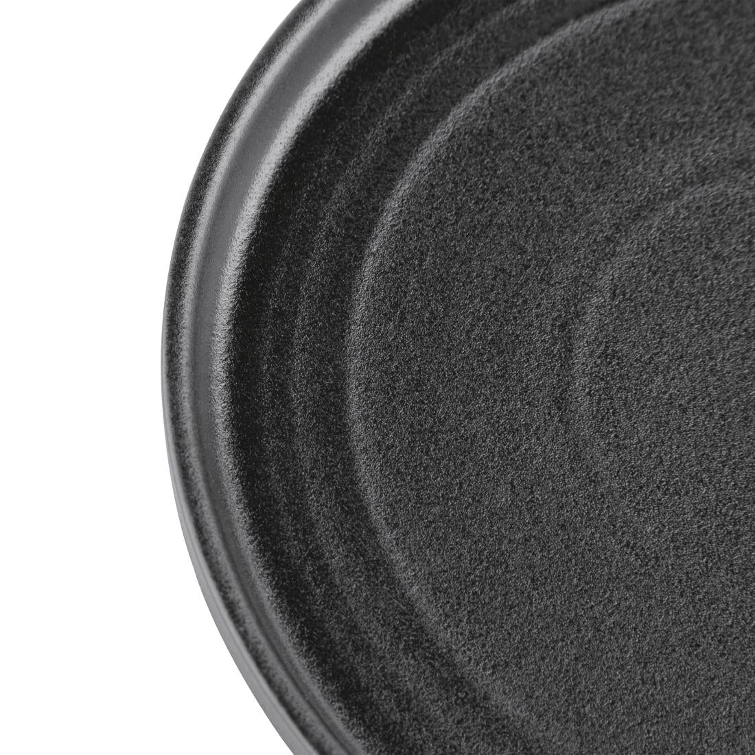 Olympia Cavolo Textured Black Flat Round Plate 180mm (6 Pack) - FD908