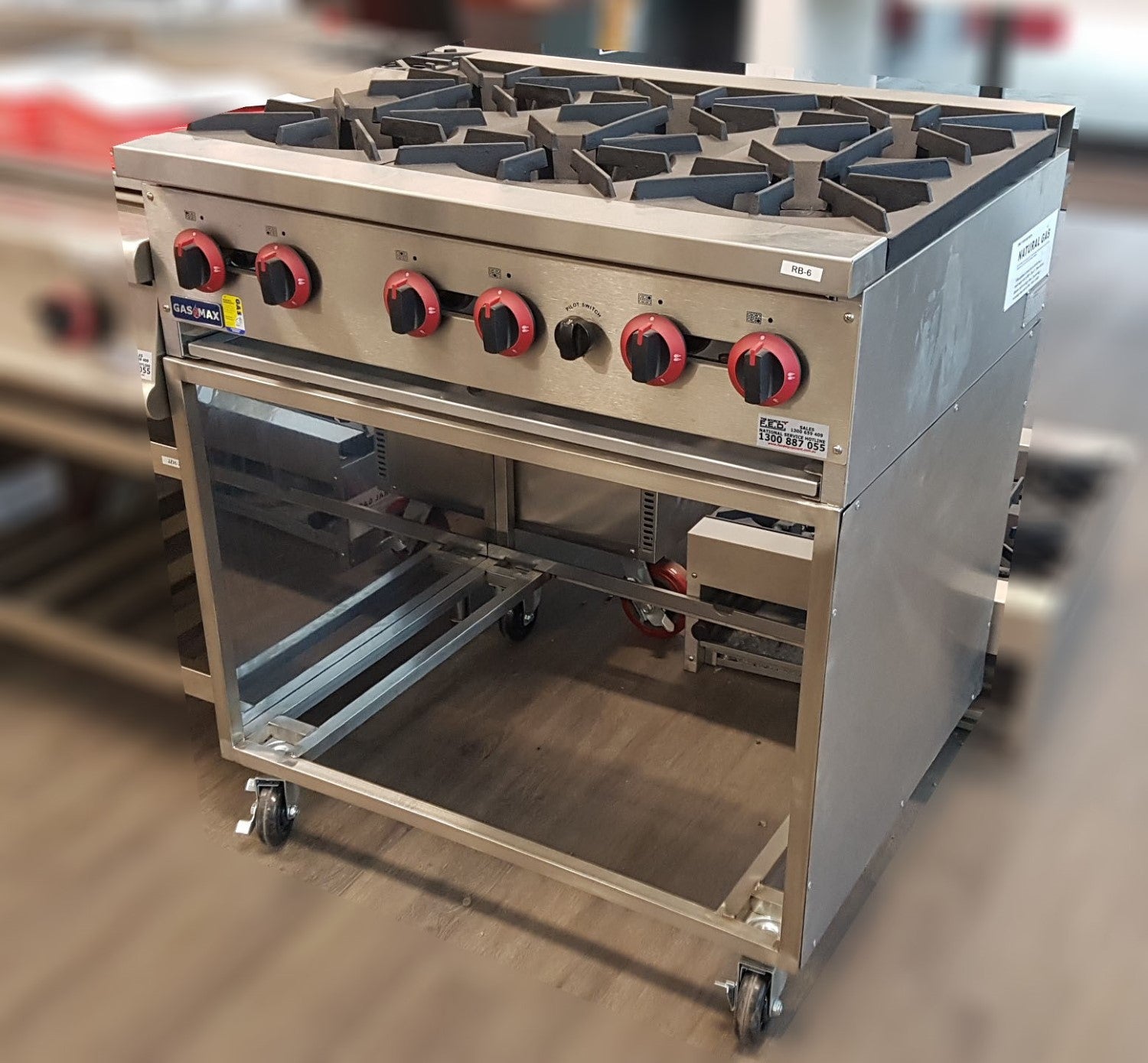 GasMax RB-6E Cook Top 6 Burner With Flame Failure - Natural Gas/LPG