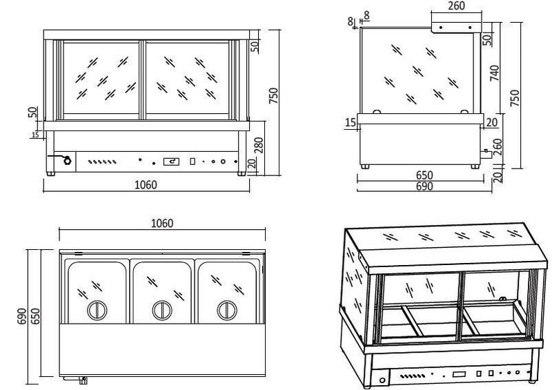 Dry Hot Food Display 1055 MM CRD 6 CRD-6