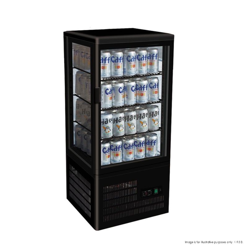 2NDs: Thermaster Four Sided Countertop Beverage Display Fridge Black - TCBD68B-NSW1916