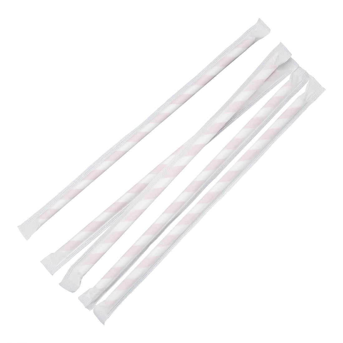 Fiesta Compostable Individually Wrapped Paper Straws Red Stripes (Pack of 250) - FP442