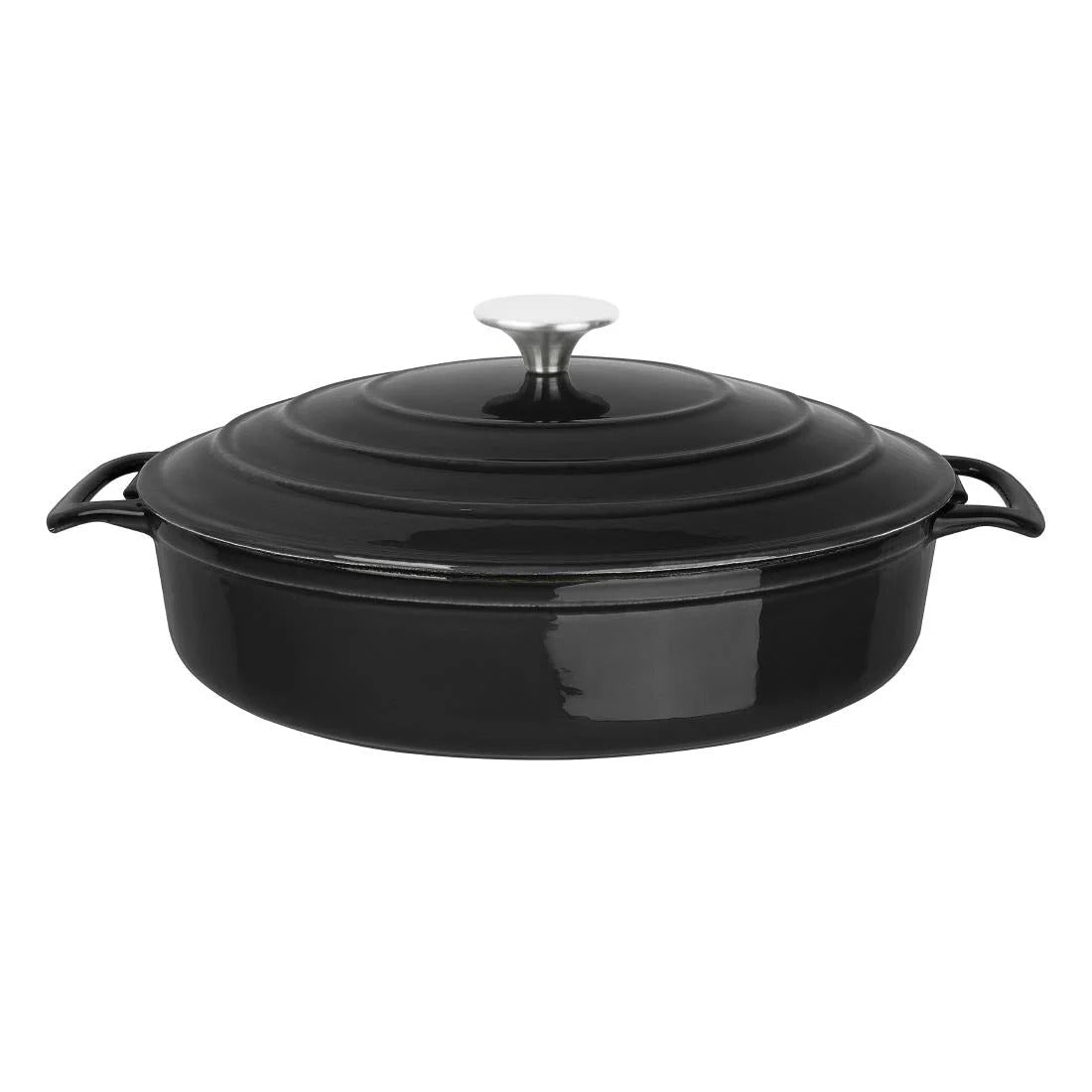Vogue Round Saute Pan Black 3.5Ltr 280(D)x65(H)mm - FS477