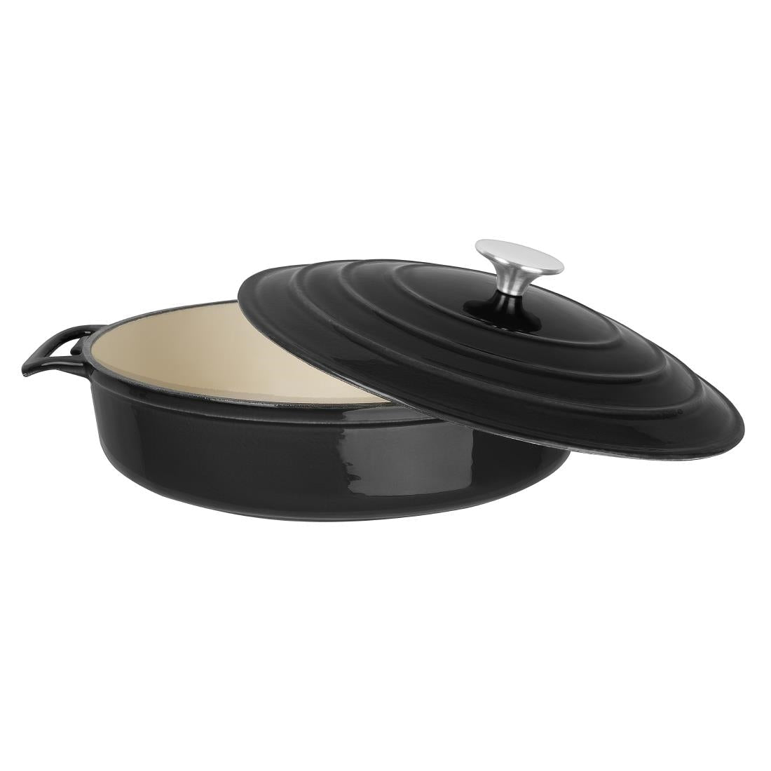 Vogue Round Saute Pan Black 3.5Ltr 280(D)x65(H)mm - FS477