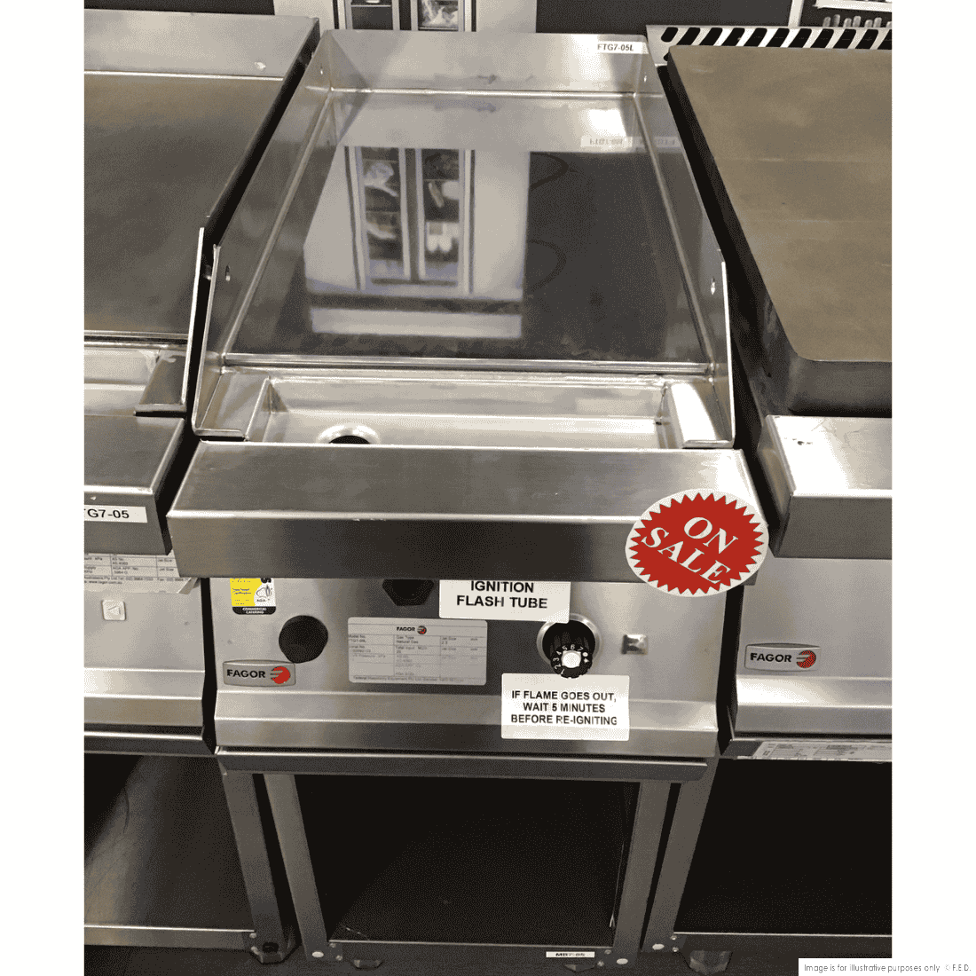 Ex-showroom: Fagor 700 series natural gas mild steel 1 zone fry top - FTG7-05L-VIC980