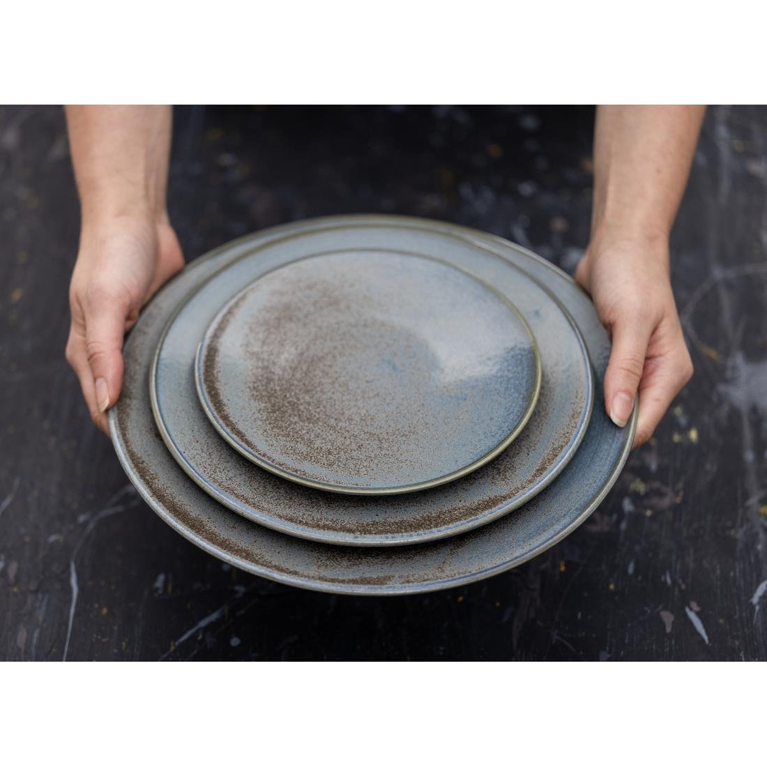 Olympia Ember Blue Coupe Plates 180mm (6 Pack) - FU172